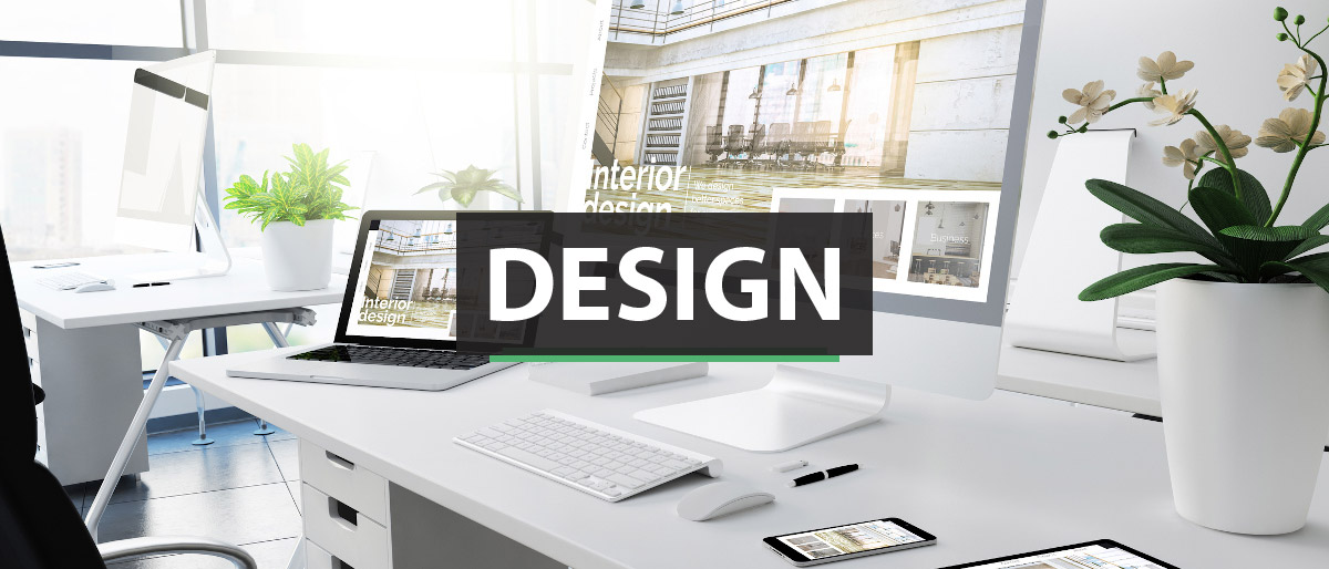 Design with office setup in background