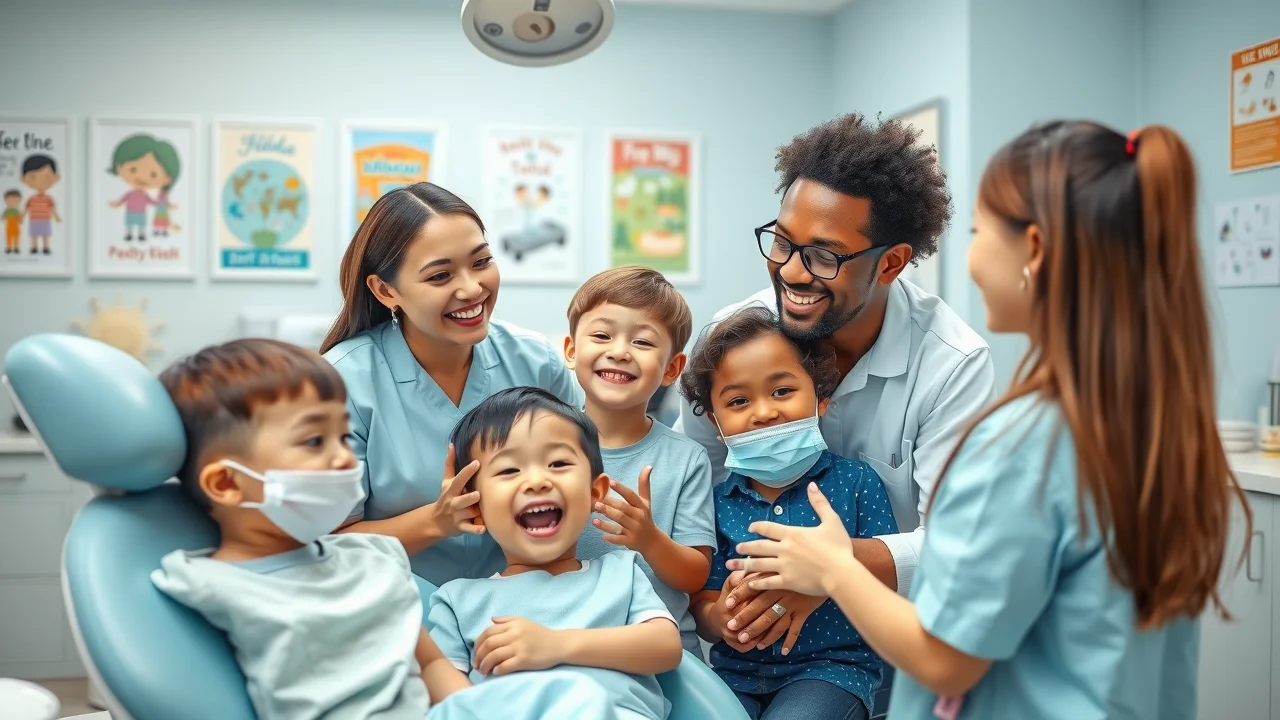 Pediatric dental team engaging young patients, benefiting from local lead generation service with targeted content in their area
